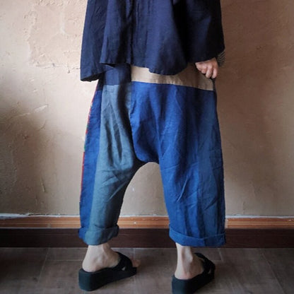 Baggy Patch-Work Linen Summer Pants