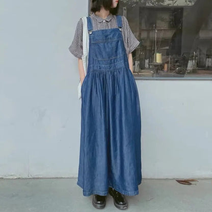 Oversized Lightweight Denim Overall Dress