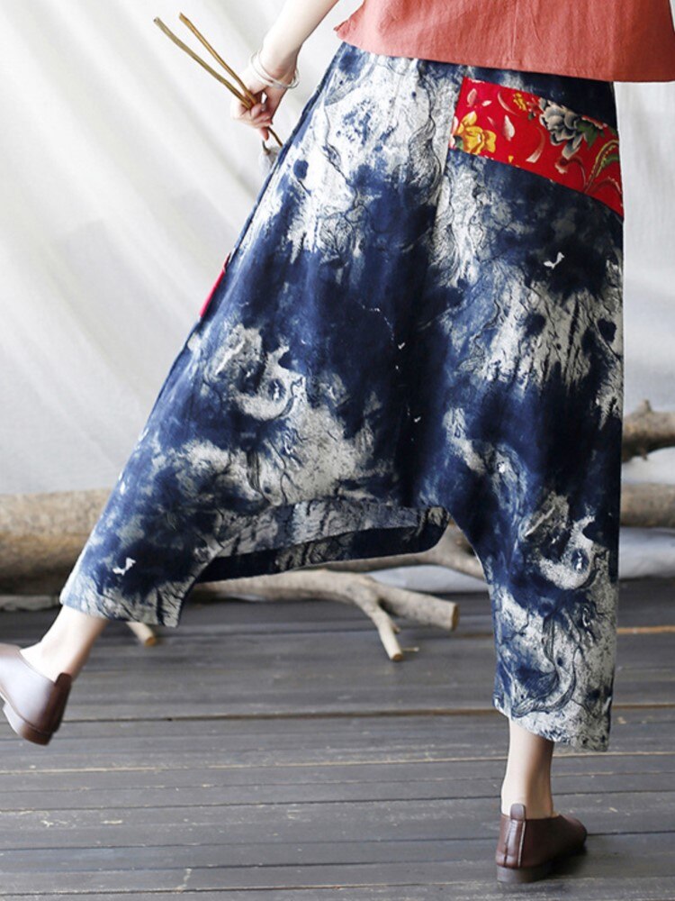 Baggy Pants Electric Blue Elastic Waist